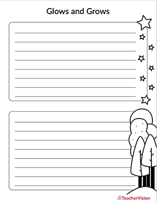 Glows and Grows graphic organizer
