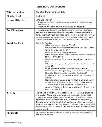Literature and writing SEL activity for building mindfulness