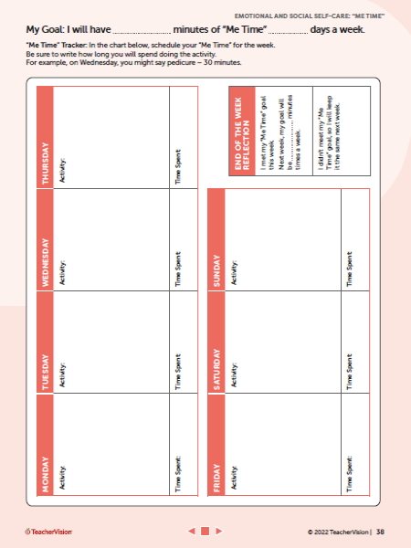 Me Time Weekly Planner