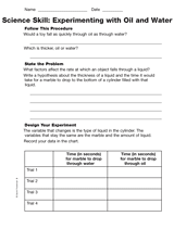 Science Skill: Experimenting with Oil and Water