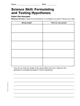 Science Skill: Formulating and Testing Hypotheses