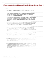 Exponential and Logarithmic Functions, Set 1