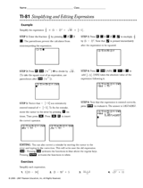TI-81 Simplifying and Editing Expressions