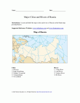 Major Cities and Rivers in Russia