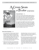 A Certain Strain of Peculiar Discussion Guide