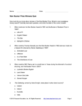 Man Booker Prize Winners Quiz