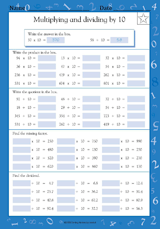 Multiplying and Dividing by 10 -- Horizontal Practice