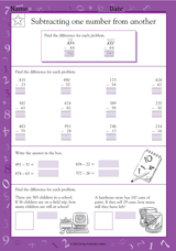 Subtracting Two-Digit Numbers from Three-Digit Numbers