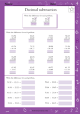 Decimal Subtraction I