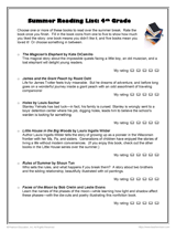 Summer Reading List: 4th Grade