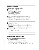 Fraction and Decimal Pairs